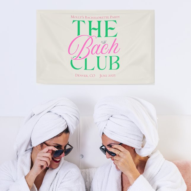Banderoles Club Bach Rose Moderne Enterrement de Vie de Jeune (The Bach Club banner with modern pink font – perfect for bachelorette or bridal celebrations!)
