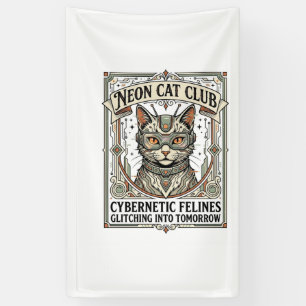 Banderoles Club de chat néon Chat Cyberpunk Vintage Art vecto