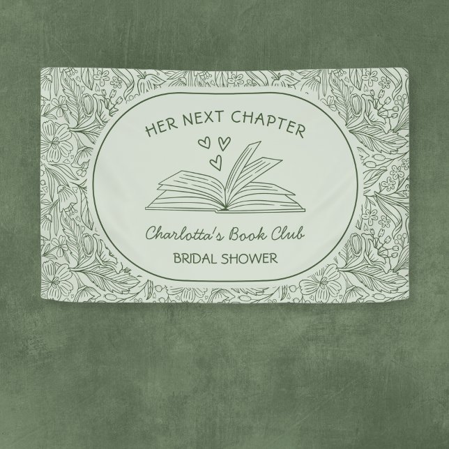 Banderoles Club de lecture Next Chapter Baby Shower Vert (Next Chapter Book Club Green Bridal Shower Banner)