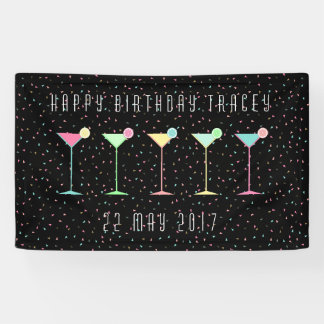 Banderoles Cocktail Black Martini Joyeux Anniversaire Confett