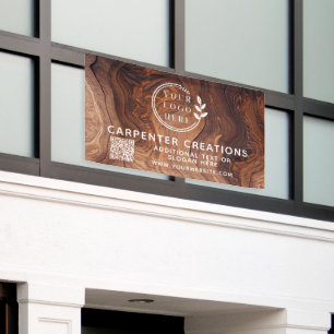 Banderoles Code QR de logo de menuiserie en bois moderne élég