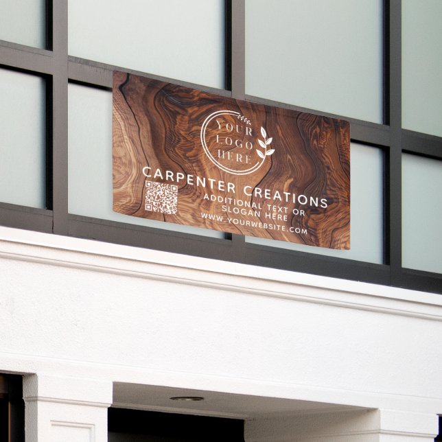 Banderoles Code QR de menuiserie en bois moderne et élégant (Bâtiment extérieur)