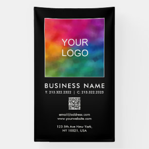 Banderoles Code QR Logo d'entreprise ici vertical