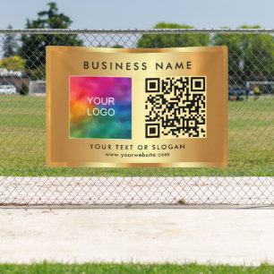 Banderoles Code QR personnalisé Nom du logo commercial Gold O