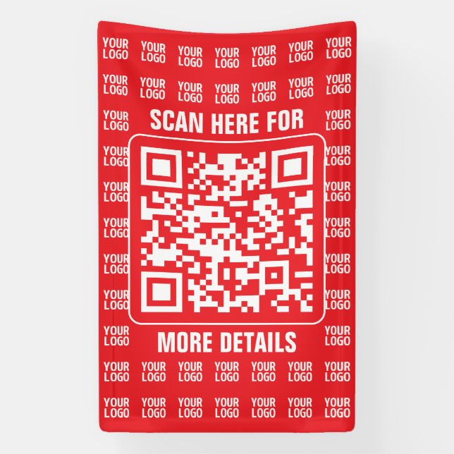Banderoles Code QR promotionnel (modifiable) avec motif de lo (Verticale)