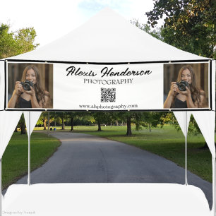 Banderoles Code QR Script Noir & Blanc Stand Minimaliste tent