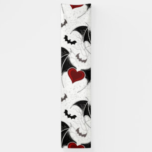 Banderoles Coeur d'Halloween avec ailes de chauve-souris noir