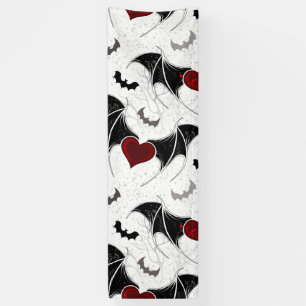 Banderoles Coeur d'Halloween avec ailes de chauve-souris noir