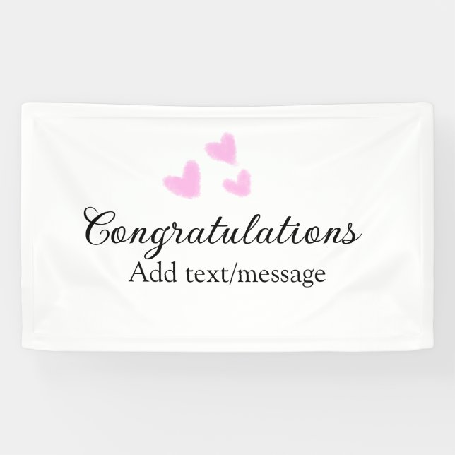Banderoles Coeur rose félicitations graduation aquarelle a (Horizontal)
