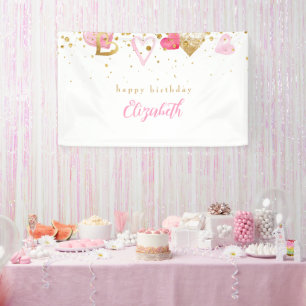 Banderoles Coeur rose Personnalisé Coeur Anniversaire