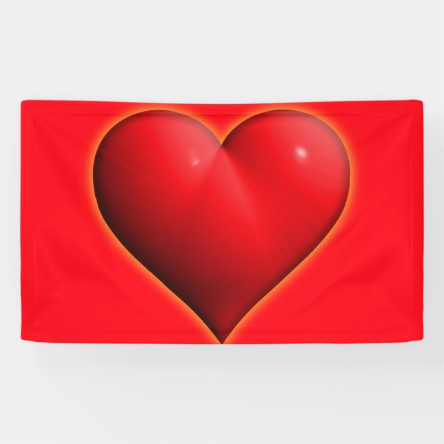 Banderoles Coeur rouge 3-D brillant (Horizontal)