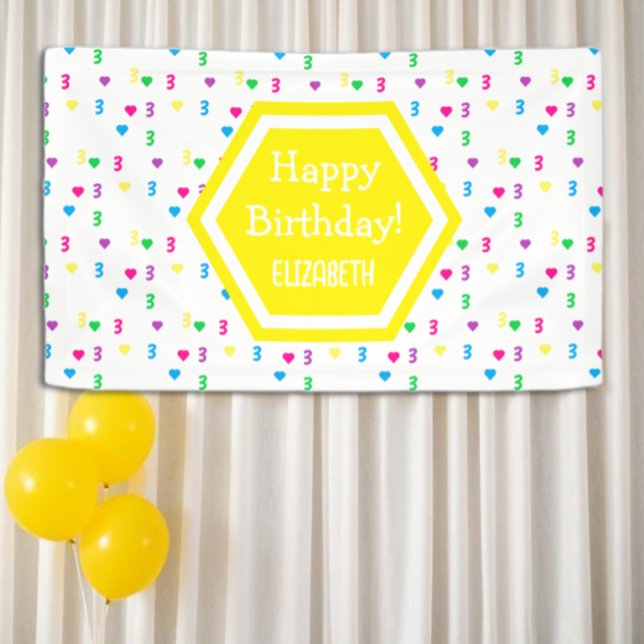 Banderoles Coeurs arc-en-ciel 3e anniversaire (Créateur téléchargé)