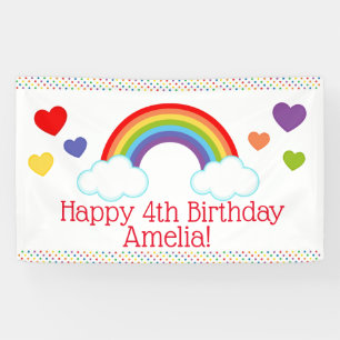 Banderoles Coeurs et points arc-en-ciel Filles Anniversaire