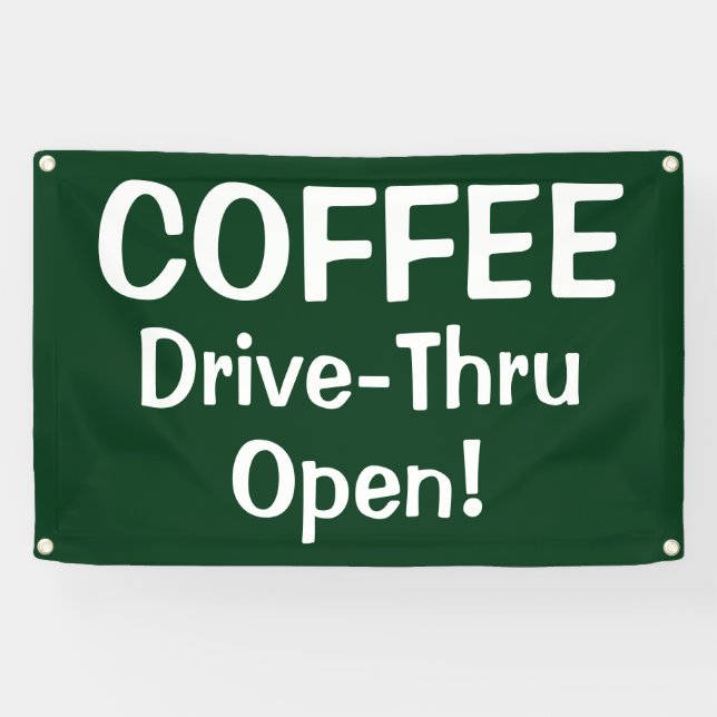 Banderoles COFFEE Drive-Thru Open! Banner (Horizontal)