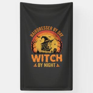 Banderoles Coiffeur de jour sorcière de nuit Design Halloween