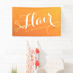 Banderoles Coiffeur Salon de maquillage Chic Orange Ciseaux o