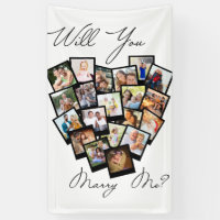 Collage de photos du coeur Me marierez-vous noir b
