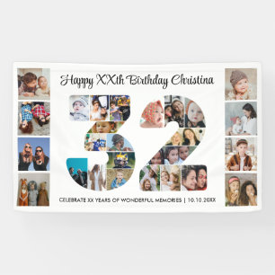 Banderoles Collage de photos pour la 32e fête d'anniversaire