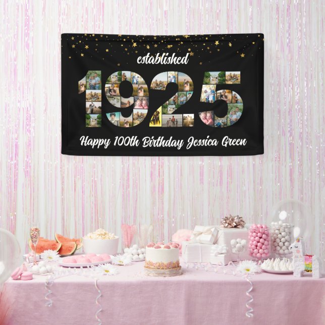 Banderoles Collage photo 100e anniversaire Fondé 1925 (Fête)