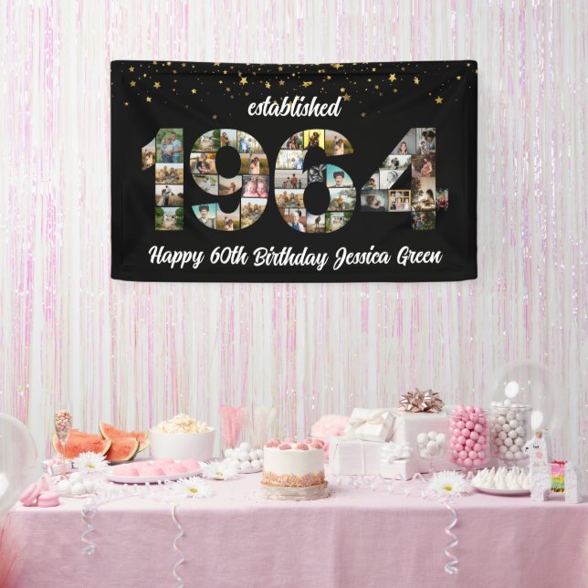 Banderoles Collage photo de 60e anniversaire Fondé 1964 (Fête)