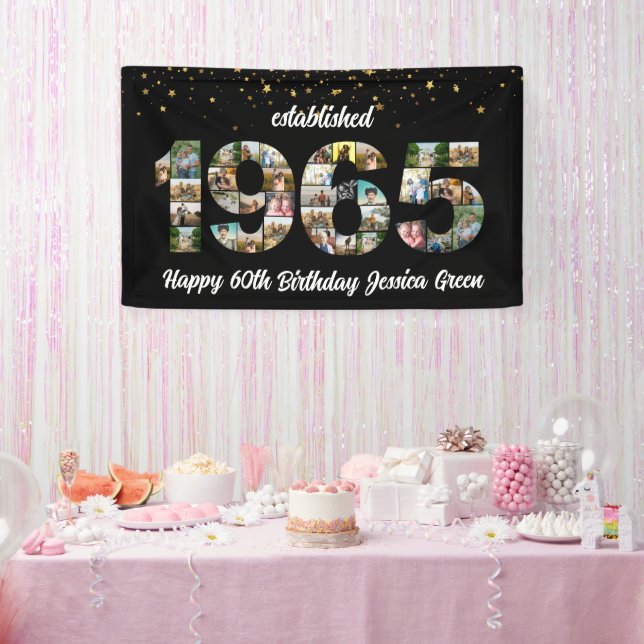 Banderoles Collage photo de 60e anniversaire Fondé 1965 (Fête)