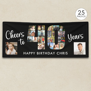Banderoles Collage photo numéro 25 pour les 40 ans Cheers