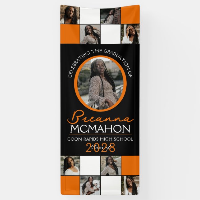 Banderoles Collage photo orange et noir Diplôme Vinyl (Vertical)