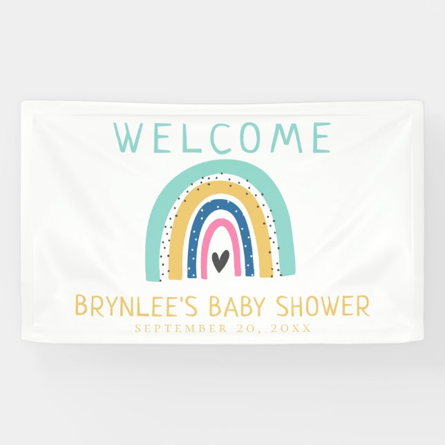Banderoles Coloré Illustré Pastel Baby shower arc-en-ciel (Horizontal)