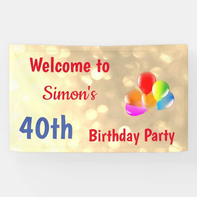 Banderoles Coloré Personnalisé 40e anniversaire (Horizontal)