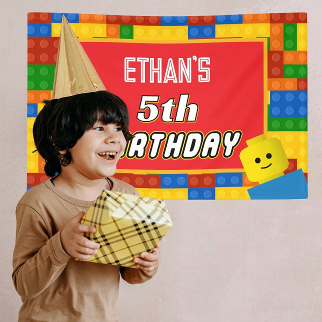Banderoles Colorful Building Blocks Birthday Backdrop Banner (Créateur téléchargé)