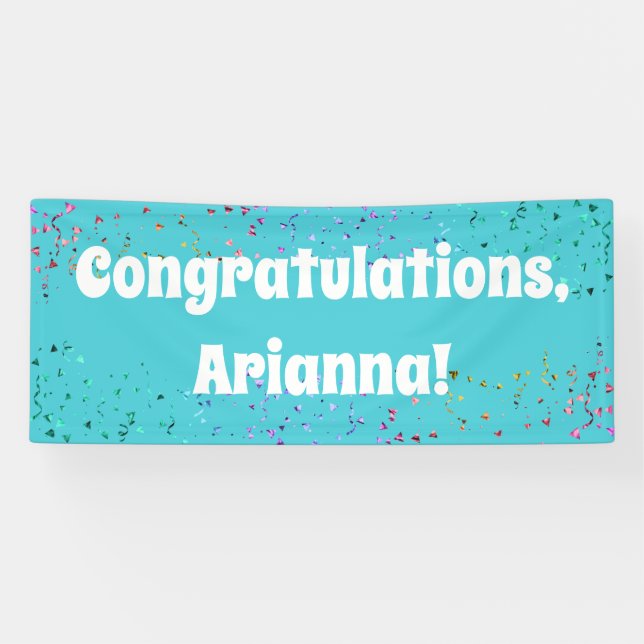 Banderoles Colorful Confetti Bright Turquoise Félicitations (Horizontal)