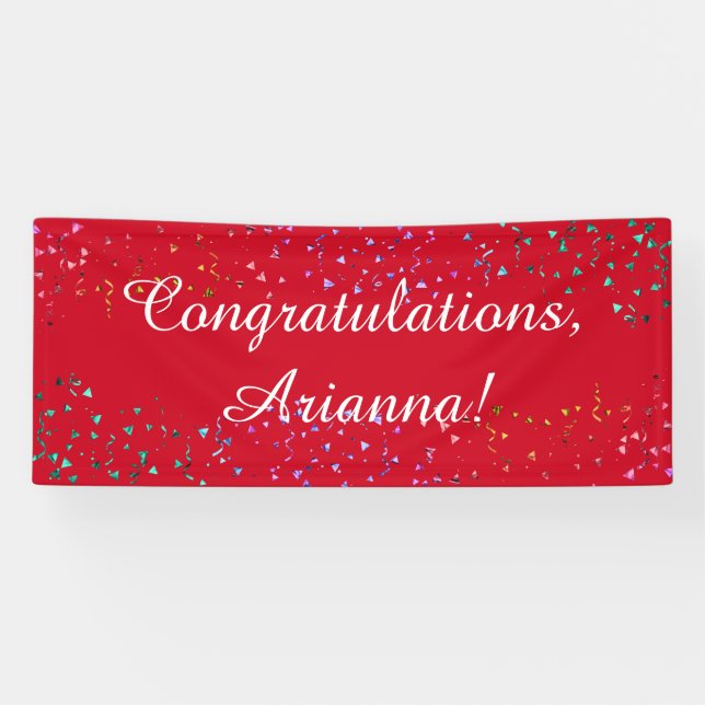 Banderoles Colorful Confetti Élégant Félicitations Rouge (Horizontal)
