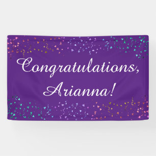 Banderoles Colorful Confetti Script Félicitations Purple