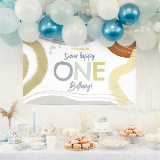 Banderoles Colorful Modern Happy One Birthday Boy Banner
