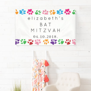 Banderoles Colorful Paws, Paw Pattern, Dog Paws, Bat Mitzvah