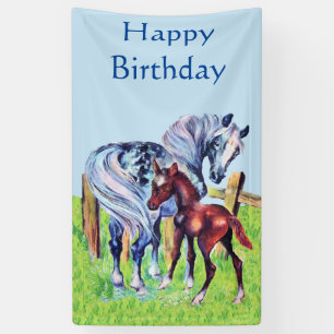 Banderoles Colt en pastel de bébé de brun de cheval de mèr