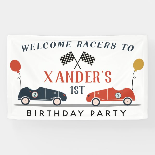 Banderoles Commencez Vos Moteurs Course Voiture Anniversaire  (Horizontal)