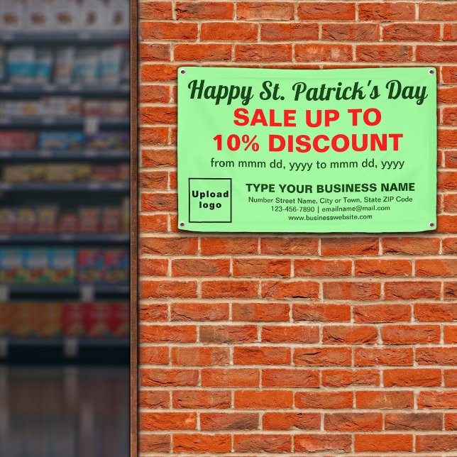Banderoles Commerce St Patrick Vente sur un rectangle vert cl (Attract more customers. Business Saint Patrick sale on light green rectangle banner.)
