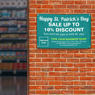 Banderoles Commerce St Patrick Vente sur un rectangle vert Tu