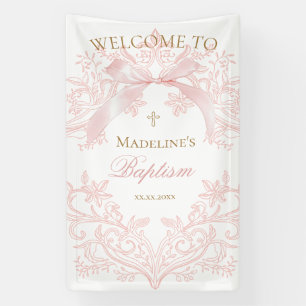 Banderoles conception de baptême bienvenue rose