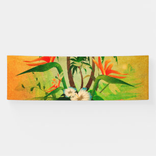 Banderoles Conception tropicale avec des fleurs et des