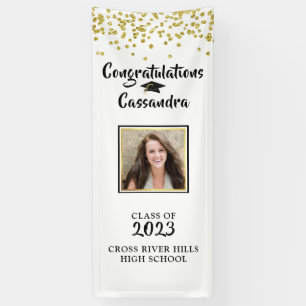 Banderoles Confetti Brush Script Photo Graduation Door