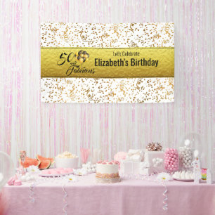 Banderoles Confetti élégant 50 et fabuleux Gold Foil