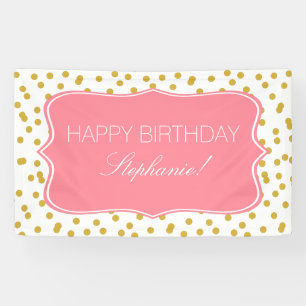 Banderoles Confetti en or métallique avec fête d'anniversaire
