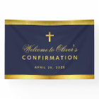 Confirmation Garçon Marine Croix Bleue Faux Or Bie
