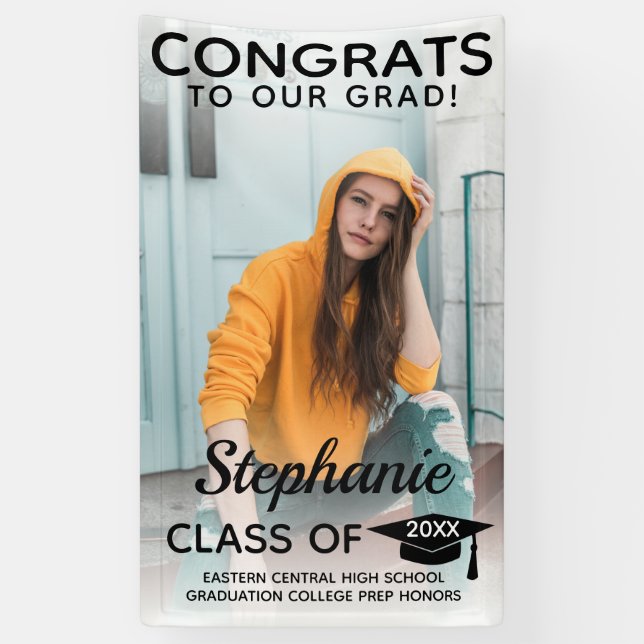 Banderoles Congrats Verticaux Modernes Grad Photo Grad (Vertical)