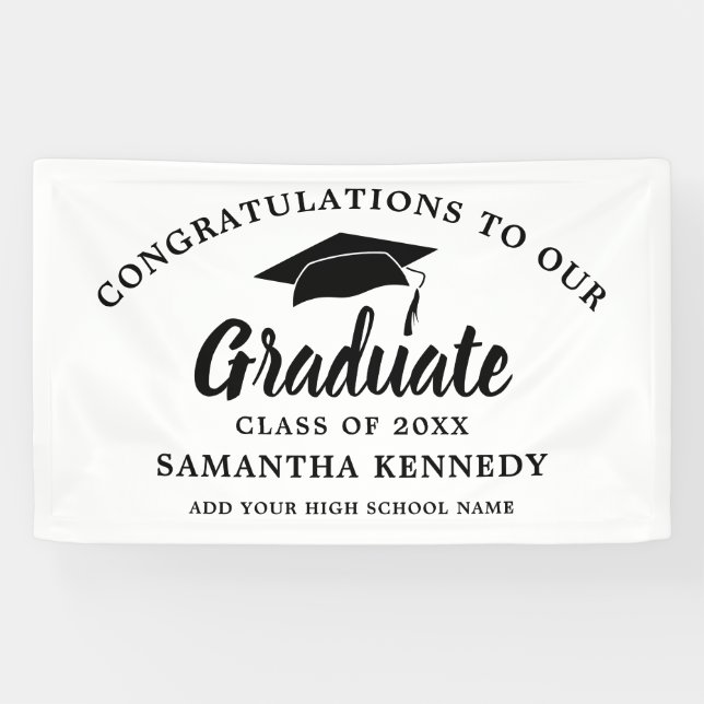 Banderoles Congratulations Graduate Simple Black And White (Horizontal)