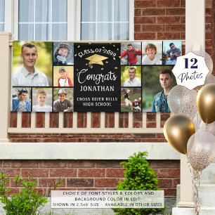 Banderoles Congrès moderne Diplômé 12 photo Collage noir