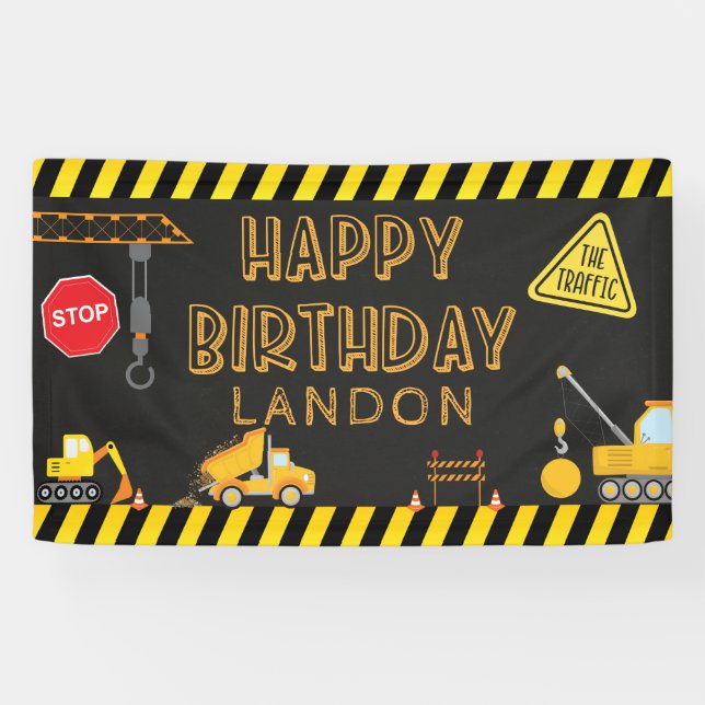Banderoles Construction Anniversaire Joyeux anniversaire (Horizontal)