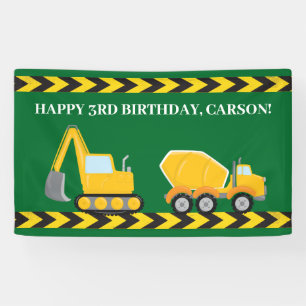 Banderoles Construction Camion Personnalisé Garçons Anniversa